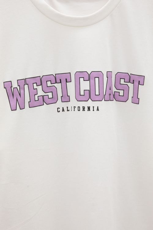 Ekru West Coast Yazılı Kısa Kol Kız Çocuk Bisiklet Yaka Tişört 20960