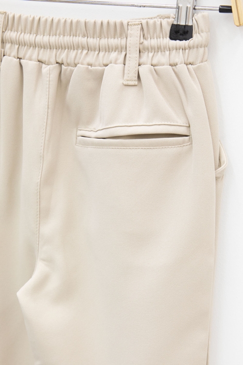 Erkek Çocuk Duble Paça Bej Kumaş Pantolon 21140