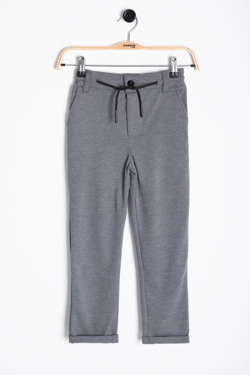 Füme Beli  Bağcıklı Duble Paça Erkek Çocuk Jogger Kumaş Pantolon 20745