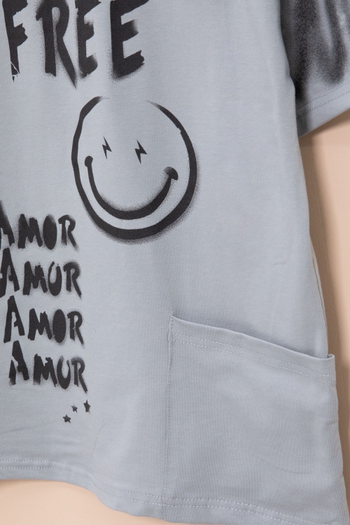 Füme Cep Detaylı Yazı Baskılı Erkek Çocuk Bisiklet Yaka Tişört 20906