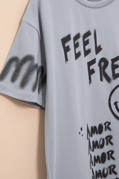 Füme Cep Detaylı Yazı Baskılı Erkek Çocuk Bisiklet Yaka Tişört 20906