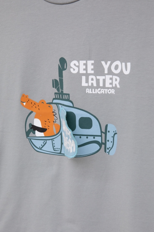 Füme  Denizaltı Baskılı Erkek Bebek Kısa Kol Tişört 20940