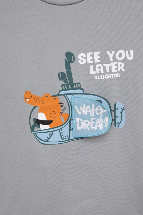 Füme  Denizaltı Baskılı Erkek Bebek Kısa Kol Tişört 20940