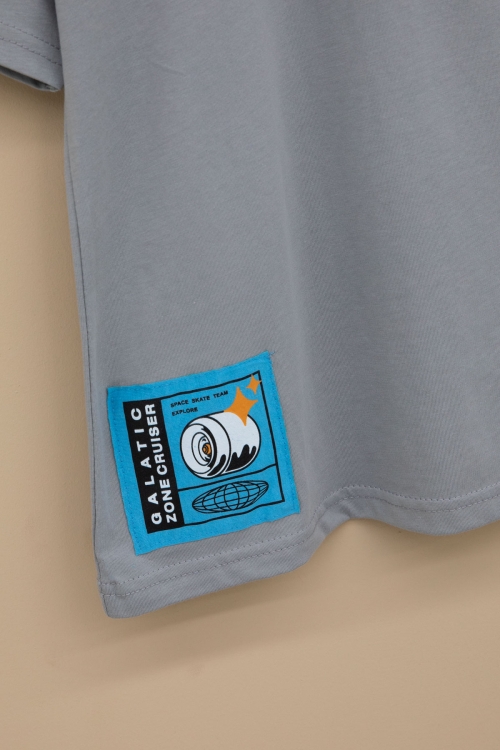 Füme Kaykay Baskılı Yazılı Erkek Çocuk Bisiklet Yaka Tişört 20919