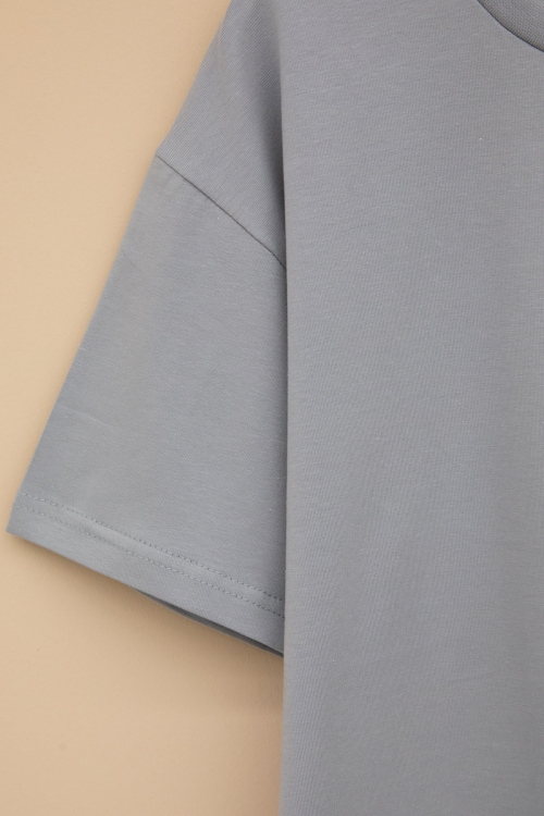 Füme Skateboard Baskılı Cepli Erkek Çocuk Bisiklet Yaka Tişört 20910