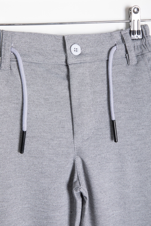 Gri Beli  Bağcıklı Duble Paça Erkek Çocuk Jogger Kumaş Pantolon 20746