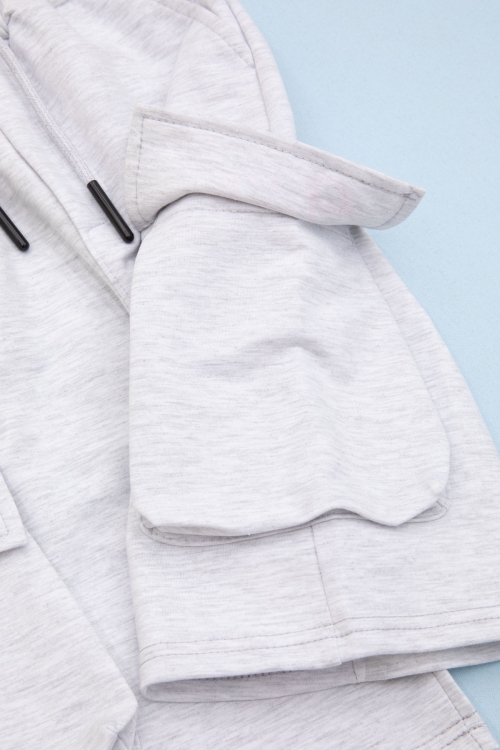 Gri Cebi Yazı Baskılı Beli Lastikli Erkek Çocuk Şort 21165