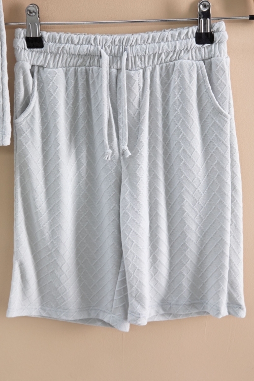 Gri Çizgi Desenli Bisiklet Yaka Tişörtlü Erkek Çocuk Şortlu Takım 20785