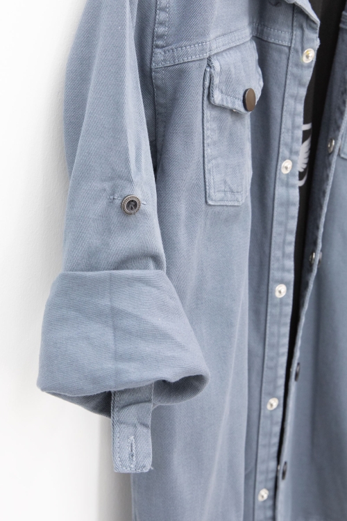 İndigo Keten Gömlekli Bisiklet Yaka Baskılı Tişörtlü Erkek Çocuk 2li Takım 20259