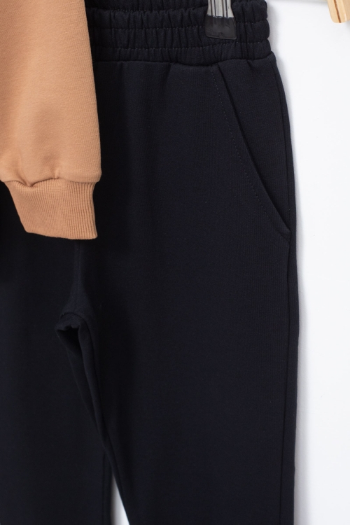 Kahve Ayıcık Baskılı İspanyol Paça Pantolonlu Kız Çocuk Takım 18571