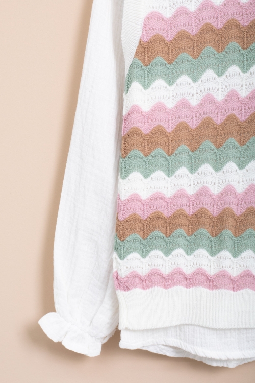 Kahve Örgü Süveterli Müslin Gömlekli Kız Çocuk Pantolonlu 3lü Takım 20670