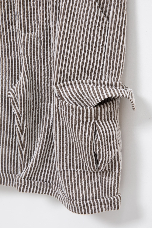 Kahve Yazı Baskılı Tişörtlü Çizgili Şortlu Erkek Çocuk 2li Takım 21078