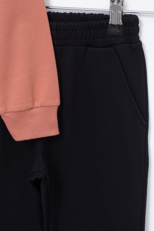 Kiremit Ayıcık Baskılı İspanyol Paça Pantolonlu Kız Çocuk Takım 19052