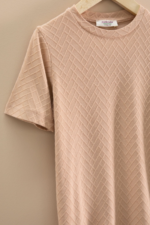 Kiremit Çizgi Desenli Bisiklet Yaka Tişörtlü Erkek Çocuk Şortlu Takım 20788