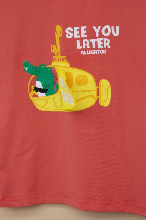 Kiremit Denizaltı Baskılı Erkek Bebek Kısa Kol Tişört 20942