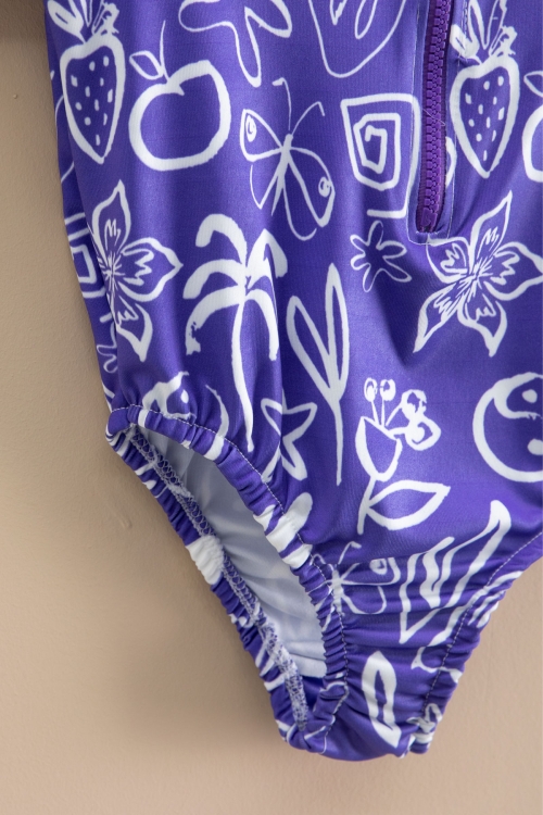 Kız Çocuk Mor Fermuarlı Mayo Takımı 21126