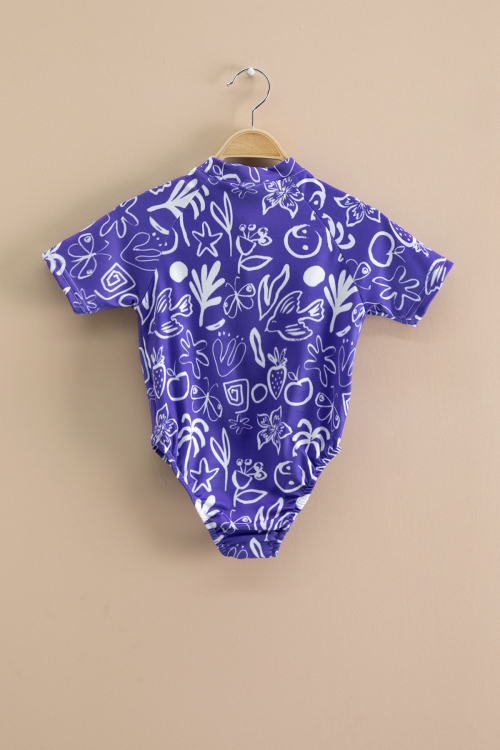 Kız Çocuk Mor Fermuarlı Mayo Takımı 21126