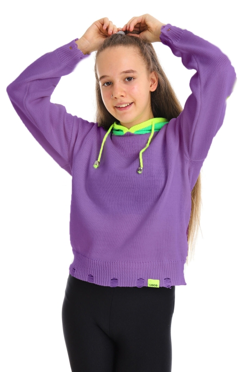 Kız Çocuk Örme Triko Sweatshirt 10-15 Yaş 14049