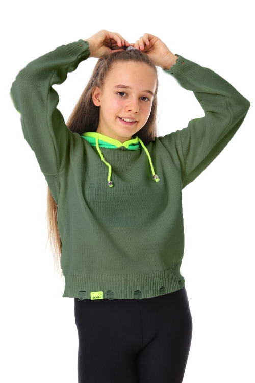 Kız Çocuk Örme Triko Sweatshirt 10-15 Yaş 14049