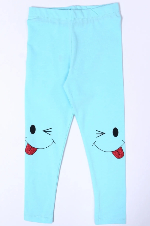 Kız Çocuk Simli Dil Baskı 1-8 Yaş Tayt 3046