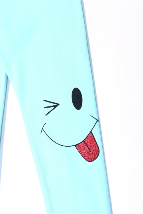 Kız Çocuk Simli Dil Baskı 1-8 Yaş Tayt 3046