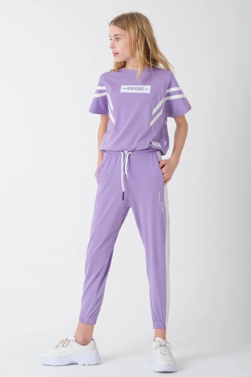 Kız Çocuk Yazı Baskılı Oversize Yazlık Takım 13763