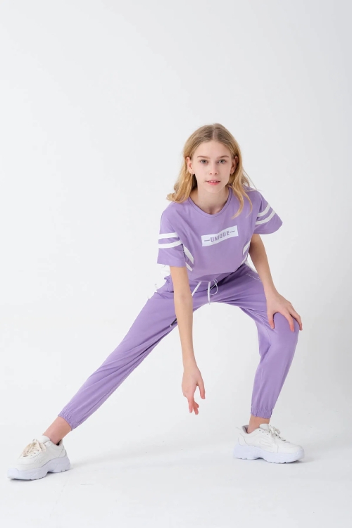 Kız Çocuk Yazı Baskılı Oversize Yazlık Takım 13763