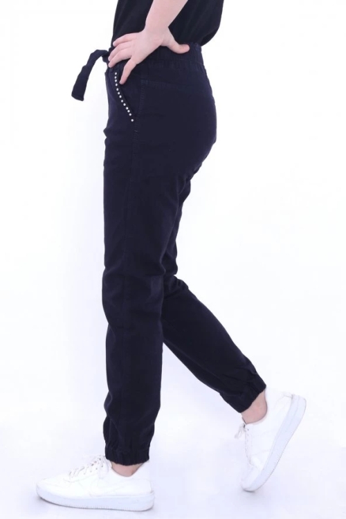 Kız Çocuk Lacivert 3-8 Yaş Boncuk DetaylıPantolon 1083-1