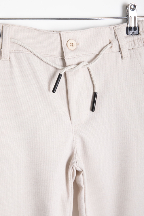 Krem Beli  Bağcıklı Duble Paça Erkek Çocuk Jogger Kumaş Pantolon 20747