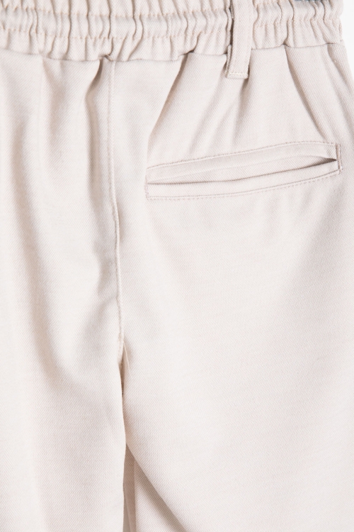 Krem Beli  Bağcıklı Duble Paça Erkek Çocuk Jogger Kumaş Pantolon 20747