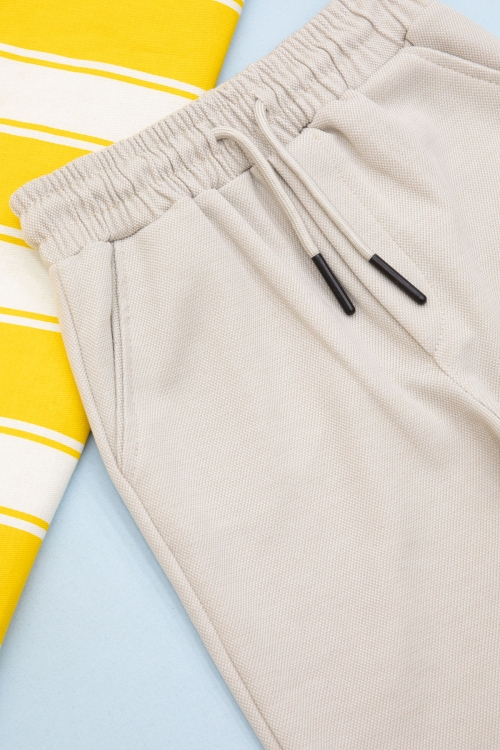 Krem Beli Lastikli Jogger Kumaş Basic Erkek Çocuk Şort 21159