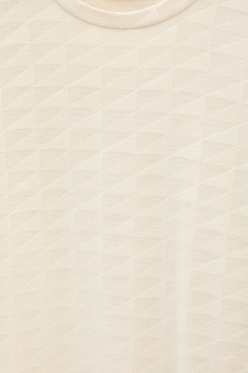 Krem Kare Desenli Bisiklet Yaka Tişörtlü Erkek Çocuk Şortlu Takım 20782