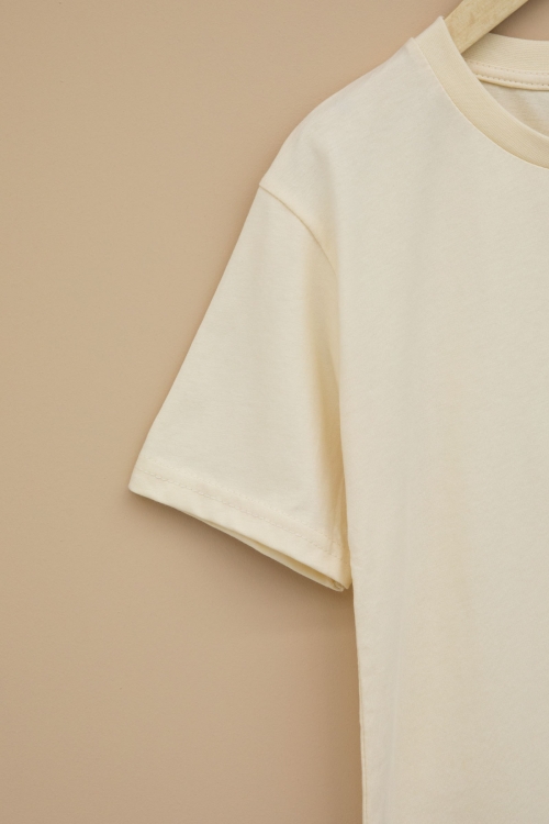 Krem Kaykay Baskılı Yazılı Erkek Çocuk Bisiklet Yaka Tişört 20914