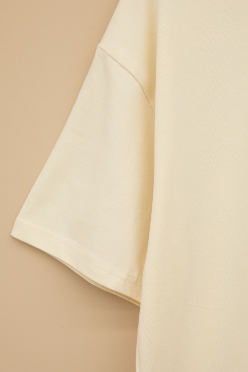 Krem Skateboard Baskılı Cepli Erkek Çocuk Bisiklet Yaka Tişört 20913