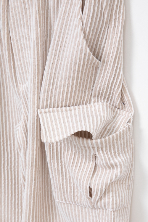 Krem Yazı Baskılı Tişörtlü Çizgili Şortlu Erkek Çocuk 2li Takım 21079