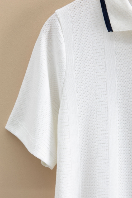 Lacivert Çizgi Desenli Polo Yaka Düğmeli Erkek Çocuk Şortlu 2li Takım 21117