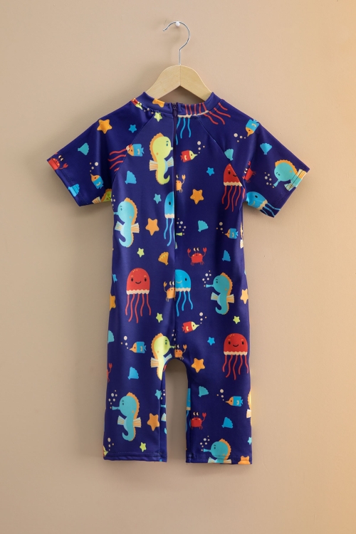 Lacivert Hayvan Baskılı Erkek Çocuk Kısa Kol Mayo 21132