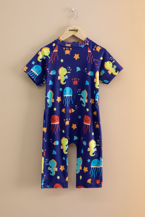 Lacivert Hayvan Baskılı Erkek Çocuk Kısa Kol Mayo 21132