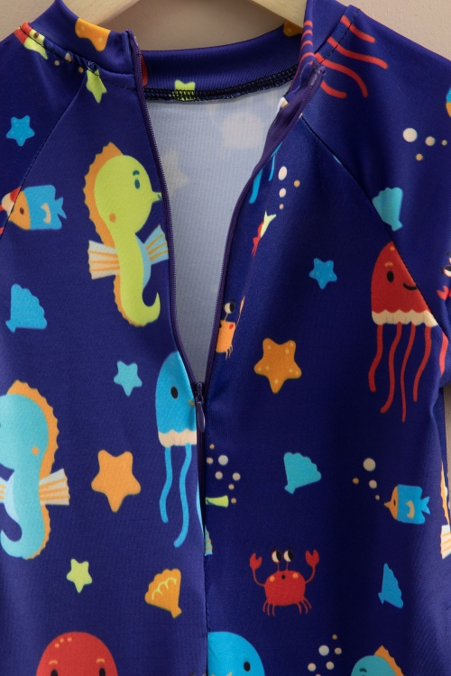 Lacivert Hayvan Baskılı Erkek Çocuk Kısa Kol Mayo 21132