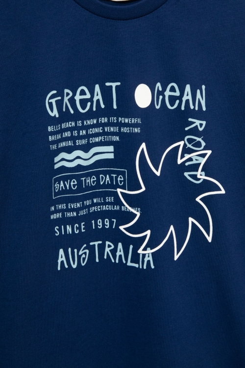 Lacivert Yazı Baskılı Tişörtlü Çizgili Şortlu Erkek Çocuk 2li Takım 21077