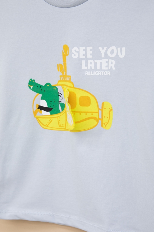 Mavi Denizaltı Baskılı Erkek Bebek Kısa Kol Tişört 20941