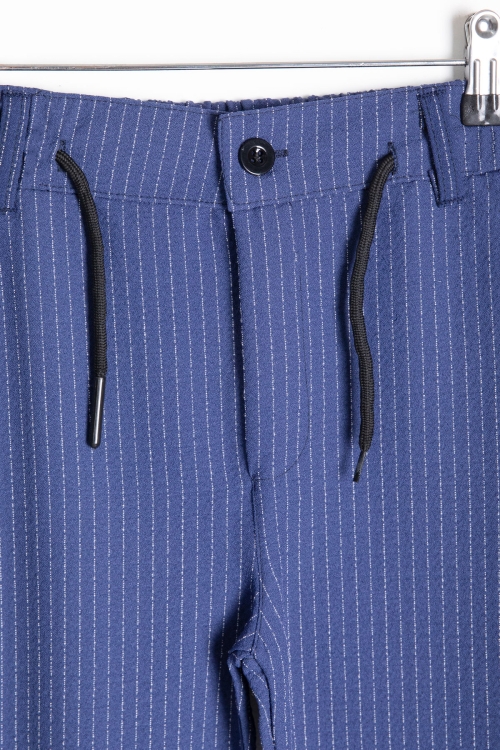 Mavi Erkek Çocuk Çizgili Duble Paça Gofre Kumaş Pantolon 21051