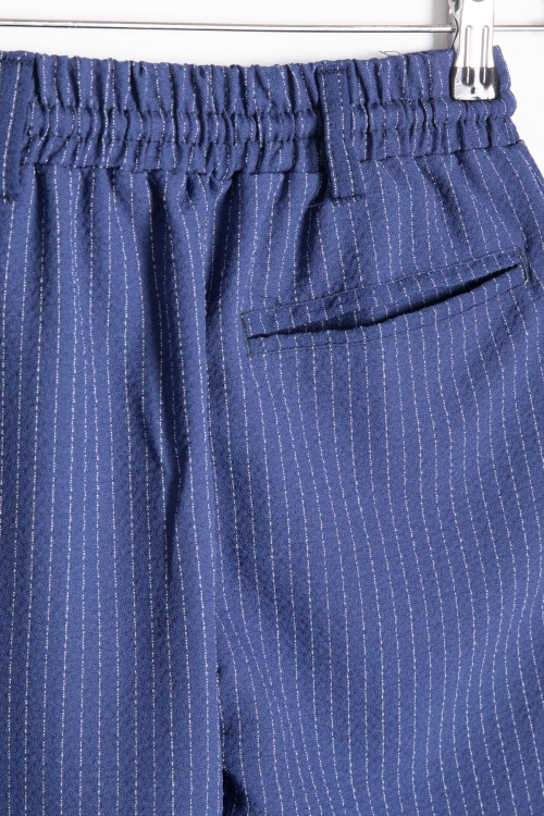 Mavi Erkek Çocuk Çizgili Duble Paça Gofre Kumaş Pantolon 21051
