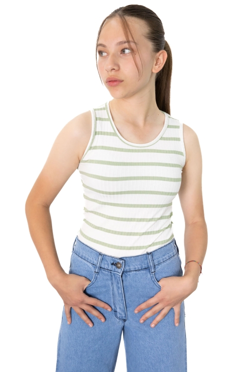 Mavi Geniş Paça Yanları Şeritli Kız Çocuk Jean Pantolon 21124