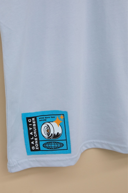 Mavi Kaykay Baskılı Yazılı Erkek Çocuk Bisiklet Yaka Tişört 20918