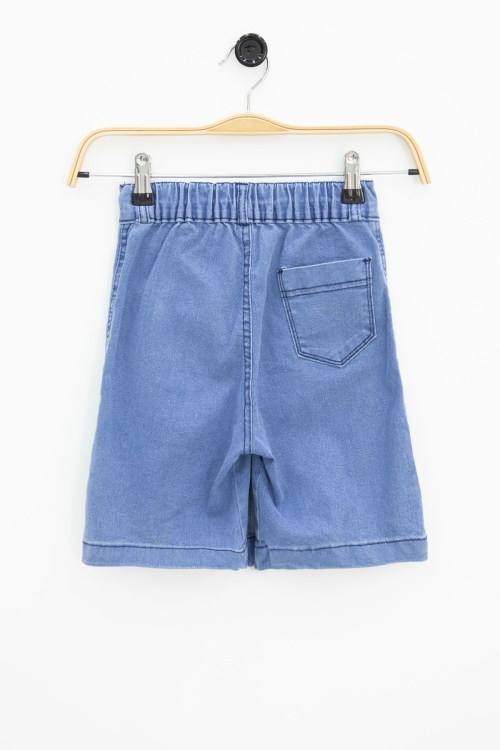 Mavi Ön Cepli Beli Lastikli Kız Çocuk Jean Şort Etek 21122