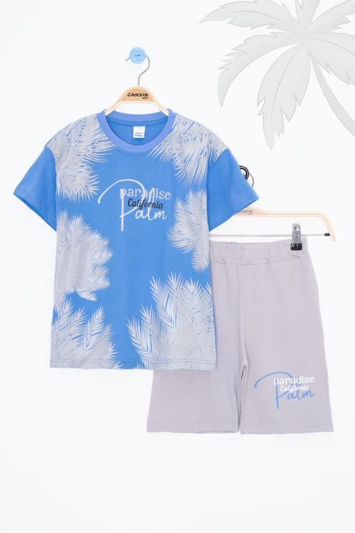 Mavi Paradise Yazılı Erkek Çocuk Şortlu 2li Takım 20646