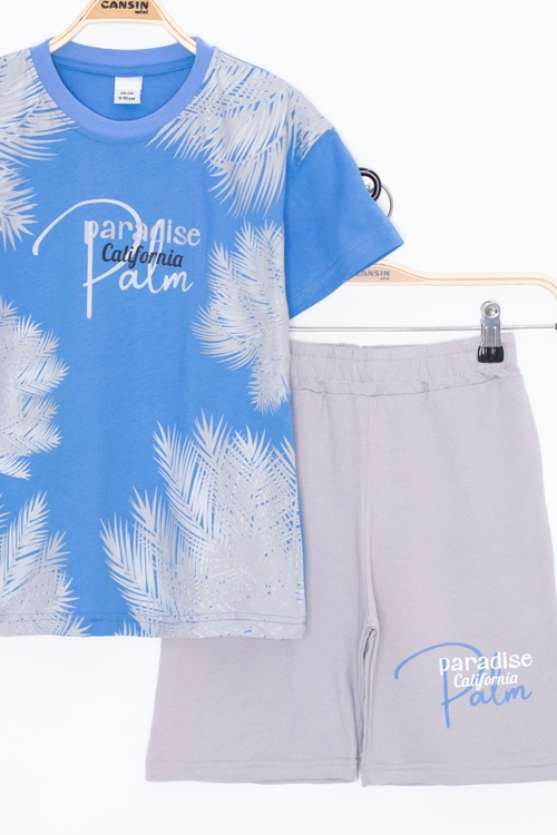 Mavi Paradise Yazılı Erkek Çocuk Şortlu 2li Takım 20646