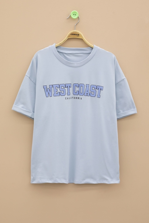 Mavi West Coast Yazılı Kısa Kol Kız Çocuk Bisiklet Yaka Tişört 20961