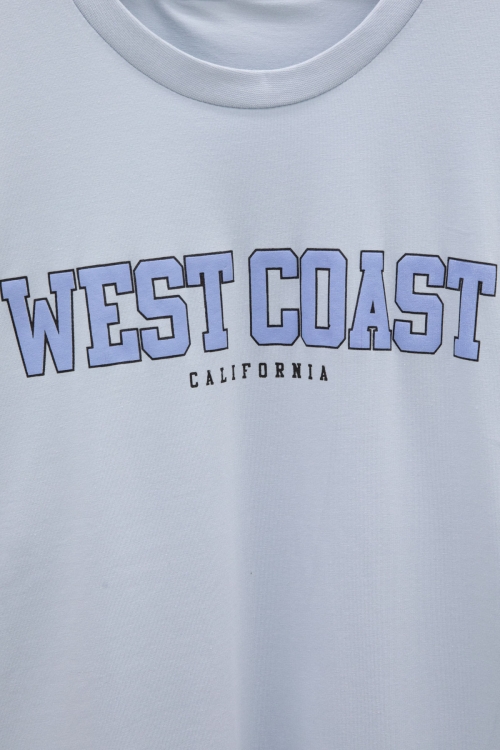 Mavi West Coast Yazılı Kısa Kol Kız Çocuk Bisiklet Yaka Tişört 20961